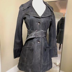 Blanc Noir Leather Trench Coat